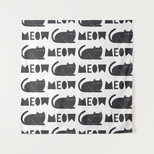 Tenture cute cat pattern. Vintage illustration (Devant)