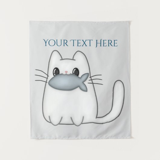 Tenture Cute chat avec poisson Prix (Devant)