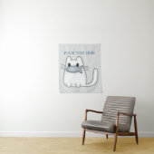 Tenture Cute chat avec poisson Prix (En situation)