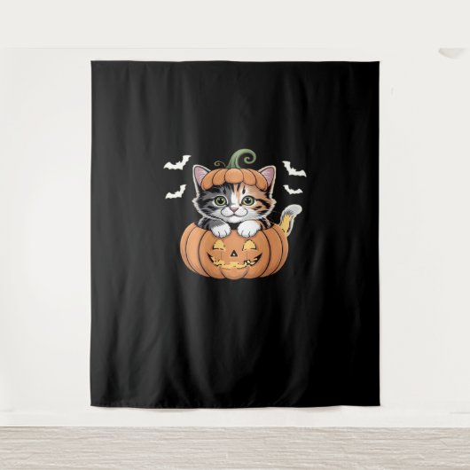 Tenture Cute chaton Halloween dans un T-shirt classique Ci (Devant)