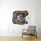 Tenture Cute chaton regarde du tissu déchiré - Chats T-shi (En situation (horizontale))