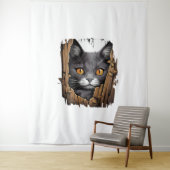 Tenture Cute chaton regarde du tissu déchiré - Chats T-shi (En situation)