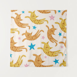 Tenture Cute chats sans soudure motif avec étoiles drague