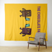 Tenture Cute Chocolate Bar with Phone Funny Tapestry (En situation (horizontale))