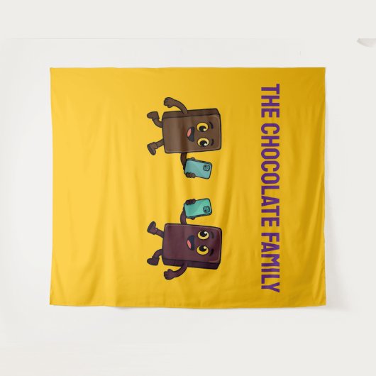 Tenture Cute Chocolate Bar with Phone Funny Tapestry (Devant (Horizontal))