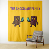 Tenture Cute Chocolate Bar with Phone Funny Tapestry (En situation)