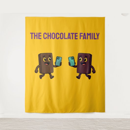 Tenture Cute Chocolate Bar with Phone Funny Tapestry (Devant)