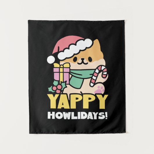 Tenture Cute Christmas Dog - Yappy Howlidays (Devant)
