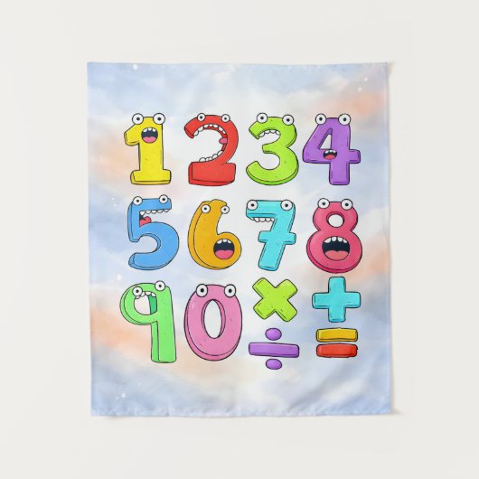 Tenture Cute Colourful Numbers Maths Poster for Kids (Devant)
