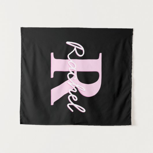 Tenture Cute Customizable Monogram | Light Pink & Black (Devant (Horizontal))