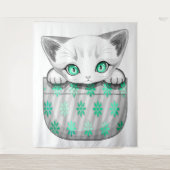 Tenture Cute de chat et pointe joueuse à partir d'une poch (Devant)