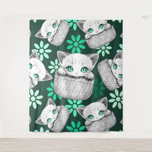 Tenture Cute de chat et pointe joueuse à partir d'une poch (Devant)