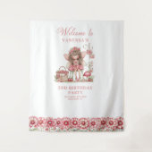 Tenture Cute Fairy Floral Pink Whimsy 5 Birthday Backdrop (Devant)