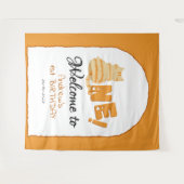 Tenture Cute Fat Orange Cat 1st Birthday Backdrop (Devant (Horizontal))