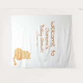 Tenture Cute Fat Orange Cat Baby Shower Photo Backdrop (Devant (Horizontal))