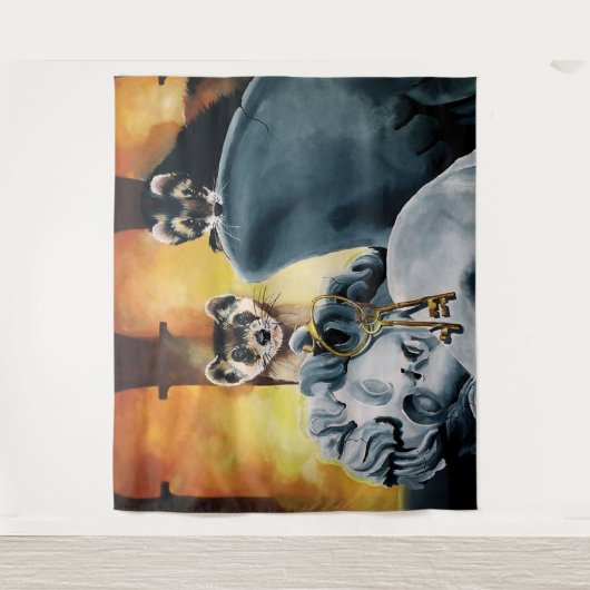 Tenture Cute Ferret Keys Cherub (Devant)