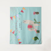 Tenture Cute Fiesta Lama et Cactus Anniversaire Enfants (Devant)
