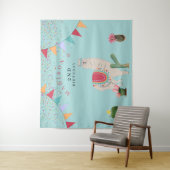 Tenture Cute Fiesta Lama et Cactus Enfants Anniversaire (En situation)