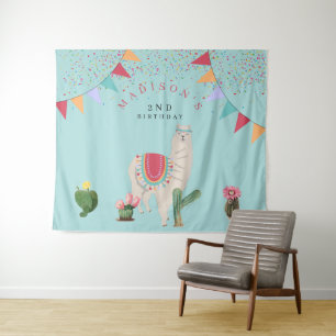 Tenture Cute Fiesta Llama & Cactus Anniversaire de enfant