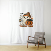 Tenture Cute Ghost Chat Éffrayant Halloween Kitten Magique (En situation)