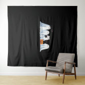 Tenture Cute Ghosts and Black Cats Halloween - Mer Éffraya (En situation (horizontale))