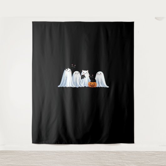 Tenture Cute Ghosts and Black Cats Halloween - Mer Éffraya (Devant)