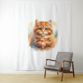 Tenture Cute Ginger Tabby Chat T-shirt classique (En situation)