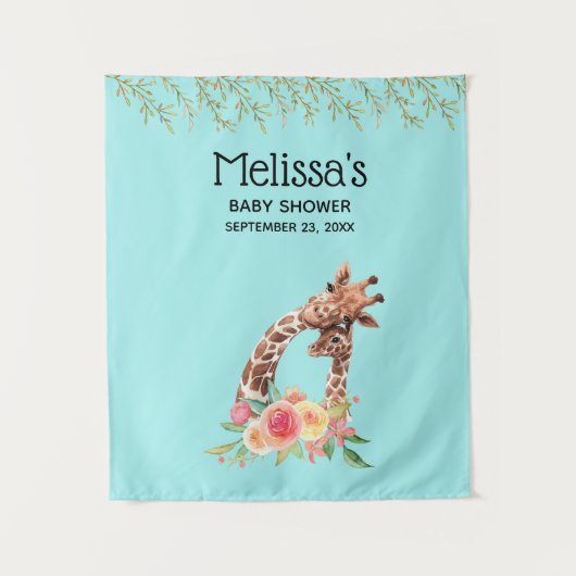Tenture Cute Giraffe Aquarelle Maman & Babe Baby shower (Devant)