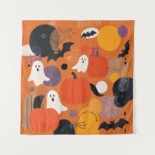 Tenture Cute Halloween Pumpkins and Ghosts (Devant)