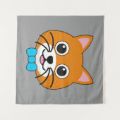 Tenture Cute Happy Ginger Cat avec Papillon (Devant (Horizontal))