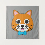 Tenture Cute Happy Ginger Cat avec Papillon (Devant)