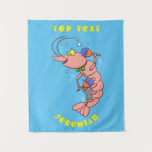 Tenture Cute happy shrimp, dessin animé de crevettes (Devant)