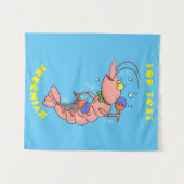 Tenture Cute happy shrimp, dessin animé de crevettes (Devant (Horizontal))