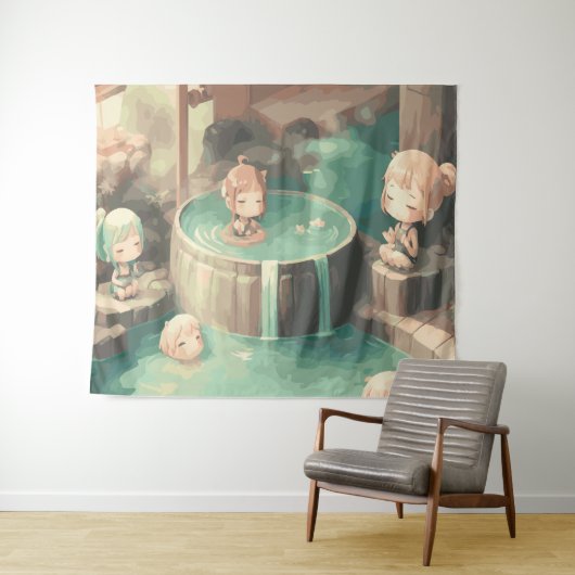 Tenture Cute Kawaii Anime dans la piscine (En situation (horizontale))