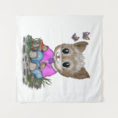 Tenture Cute Kitty Chat et Papillon (Devant (Horizontal))