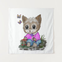 Cute Kitty Chat et Papillon