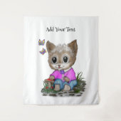 Tenture Cute Kitty Chat et Papillon (Devant)