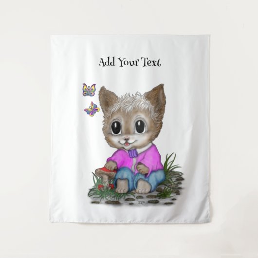 Tenture Cute Kitty Chat et Papillon (Devant)