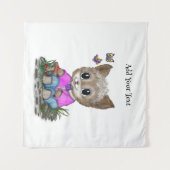 Tenture Cute Kitty Chat et Papillon (Devant (Horizontal))