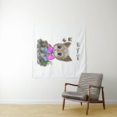 Tenture Cute Kitty Chat et Papillon (En situation (horizontale))