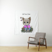 Tenture Cute Kitty Chat et Papillon (En situation)