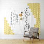 Tenture Cute Little Bees Honeycomb Baby shower fond (En situation (horizontale))
