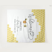 Tenture Cute Little Bees Honeycomb Baby shower fond (Devant (Horizontal))