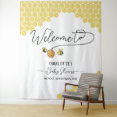 Tenture Cute Little Bees Honeycomb Baby shower fond (En situation)