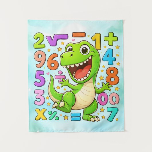 Tenture Cute Maths Dinosaur Numbers Poster for Kids (Devant)