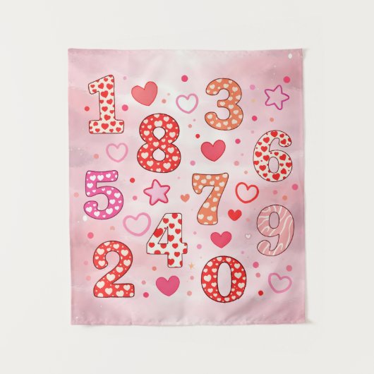 Tenture Cute Maths Numbers Hearts Poster for Kids (Devant)