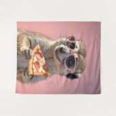Tenture Cute Meerkat avec lunettes et pizza (Devant (Horizontal))