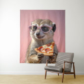 Tenture Cute Meerkat avec lunettes et pizza (En situation)
