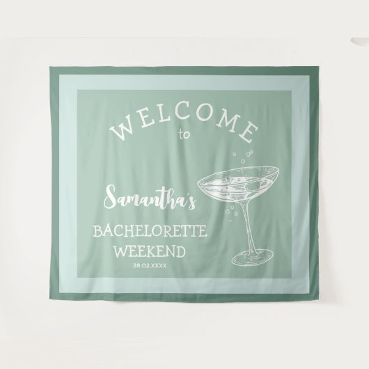 Tenture Cute Modern Bachelorette Party cocktail bleu (Devant (Horizontal))