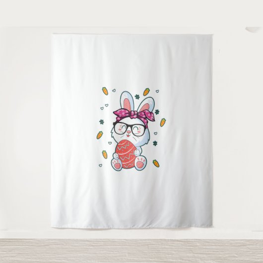 Tenture Cute Nerd Easter Day Bunny Funny Rabbit Graphic (Devant)